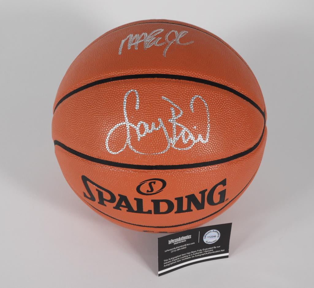 Larry Bird Magic Johnson Autographed Basketball (1 of 4)
