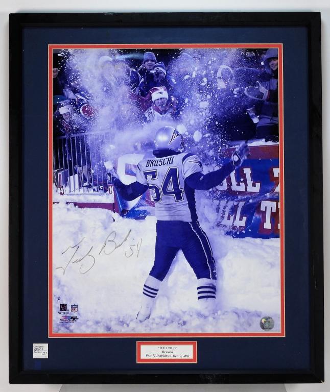 Tedy Bruschi Autographed Playoff Game Photograph (1 of 4)