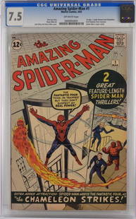 Marvel Comics Amazing Spider-Man #1 CGC 7.5: United States,1963 If it were not for the 11-page feature in Amazing Fantasy, we would not have the first issue of the most-collected title in comics. Marvel Comics Amazing Spider-Man issue 1 from