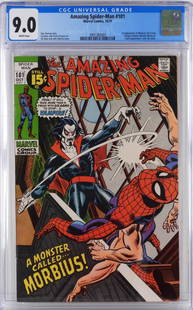 Marvel Comics Amazing Spider-Man #101 CGC 9.0: United States,1971 Marvel Comics Amazing Spider-Man issue 101 from October, 1971. The book featured the first appearance of Morbius, the Living Vampire, a Lizard appearance, and was the last 15 cent