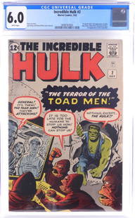 Marvel Comics Incredible Hulk #2 CGC 6.0: United States,1962 The first appearance of the Hulk as we know him today with that radiant green skin! Marvel Comics Incredible Hulk issue 2 from July, 1962. The book featured the second appearance