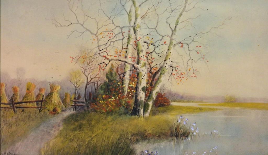 Samuel R. Chaffee Autumn Cork Stalk WC Painting (1 of 7)