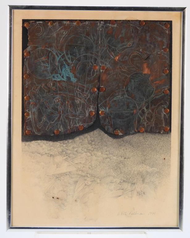 Walter Feldman Copper Mixed Media Work on Paper (1 of 5)