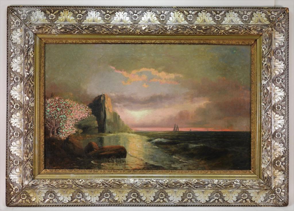 American School Illuminated Sunset O/C Painting (1 of 5)