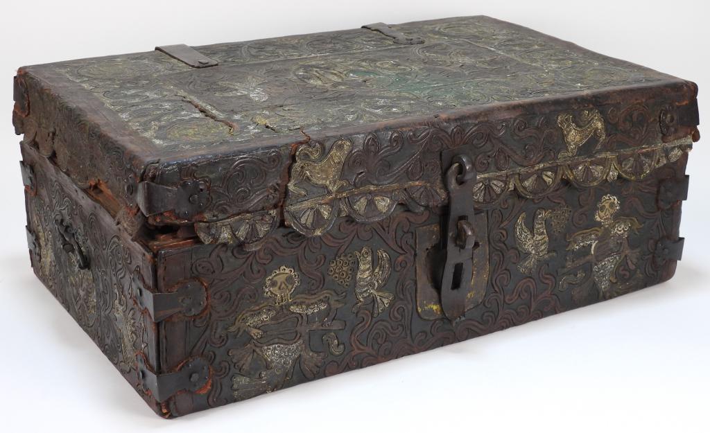 Indo Persian Tooled Leather Bible Box (1 of 8)