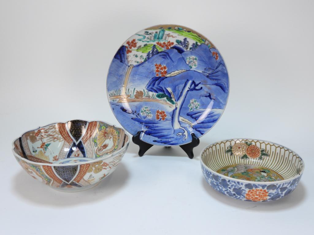 3PC Japanese Imari Porcelain Bowls& Charger (1 of 6)