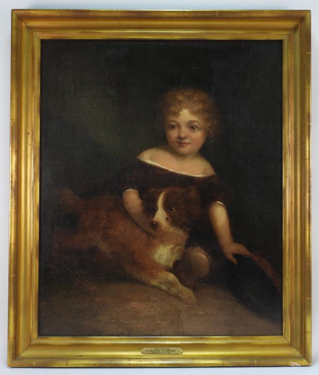 Alvan Fisher Young Girl with Dog Portrait Painting (1 of 5)