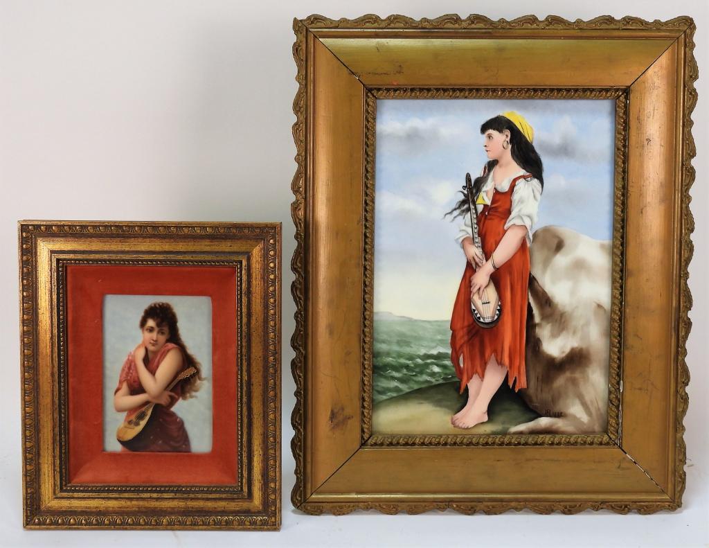 2PC German Porcelain Plaques of Beautiful Women (1 of 8)