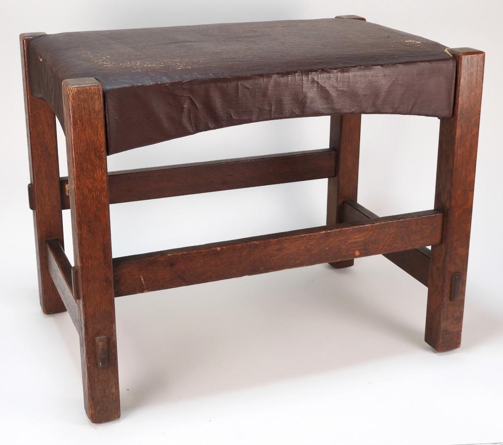 L. & J. G Stickley Mission Oak Through-Tenon Stool (1 of 6)