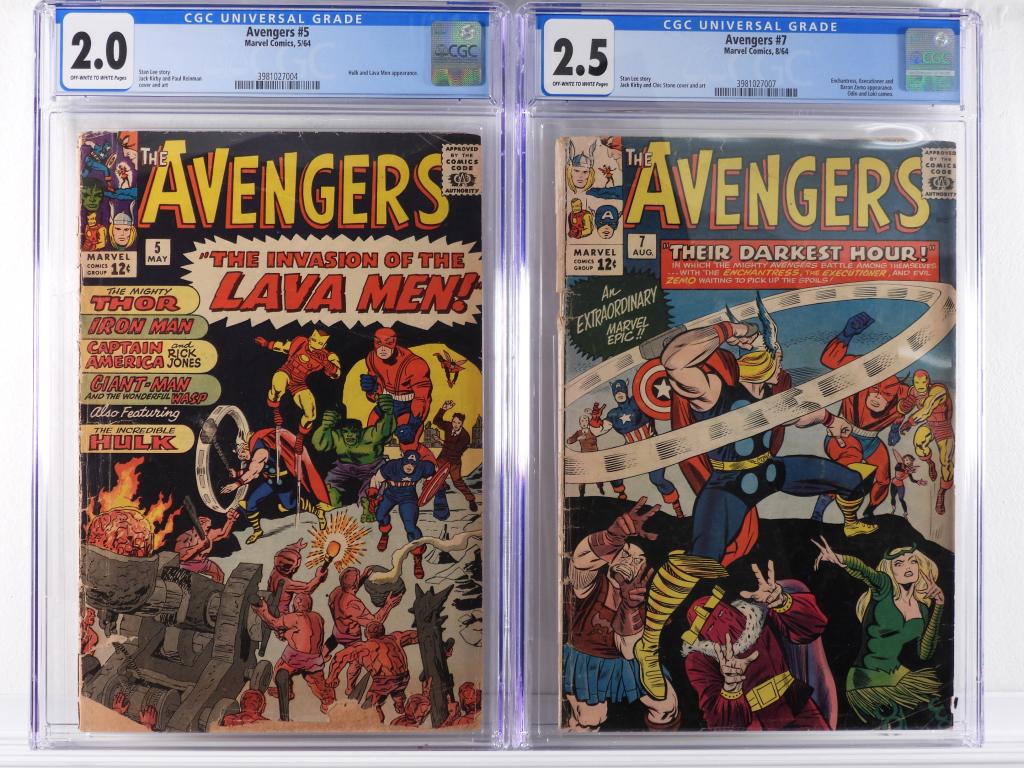 2PC Marvel Comics Avengers #5 #7 CGC 2.0 2.5 (1 of 2)