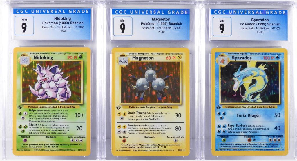 3PC Spanish Pokemon Base 1st Ed. Holo CGC Group (1 of 2)