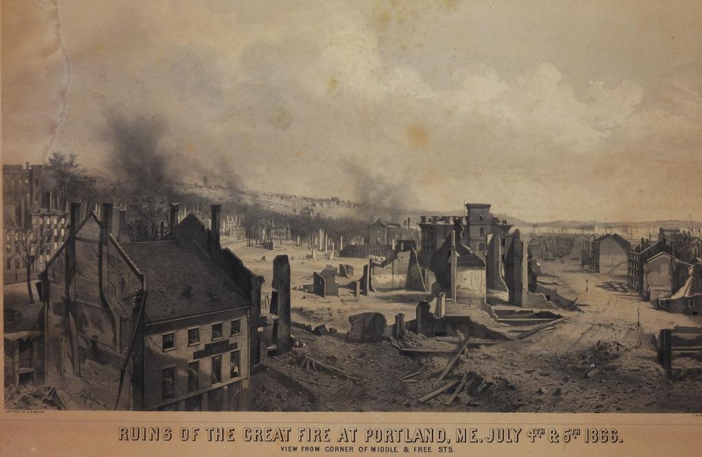 Joseph E. Baker Great Fire at Portland Lithograph (1 of 8)