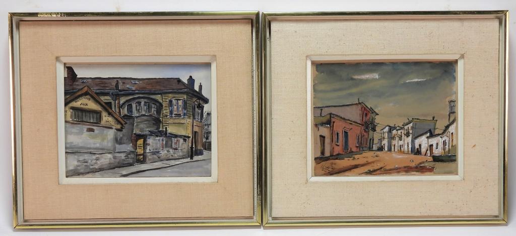 2PC Manes Lichtenberg Architectural WC Paintings (1 of 8)
