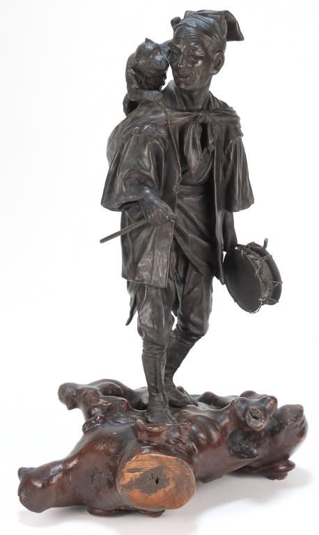 Tokyo School Meiji Monkey Trainer Bronze Sculpture (1 of 7)