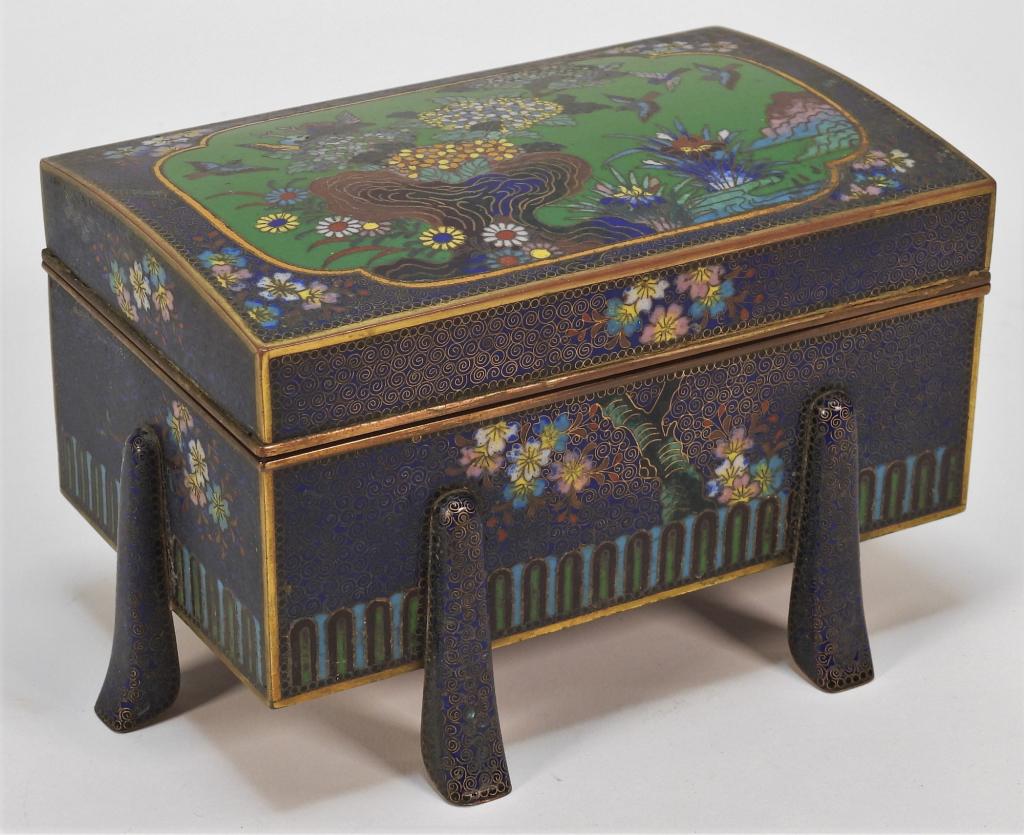 Exceptional Japanese Cloisonne Footed Box (1 of 6)