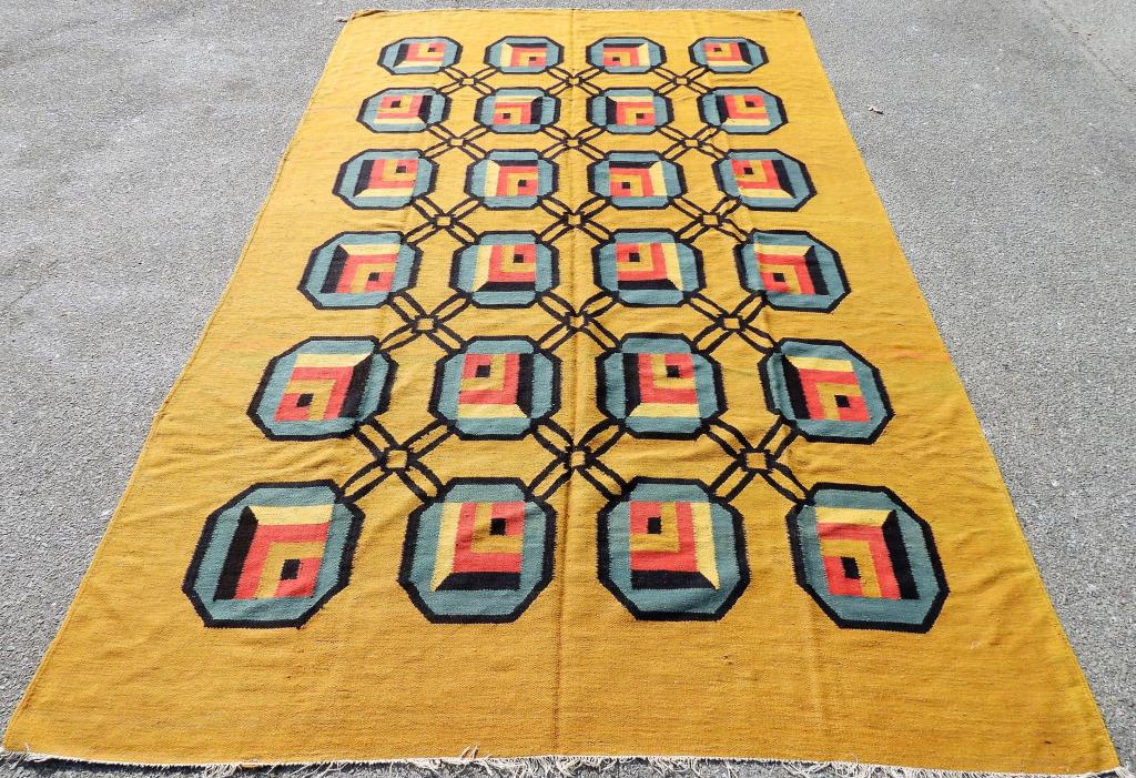 Yellow Geometric Flat Weave Rug (1 of 6)