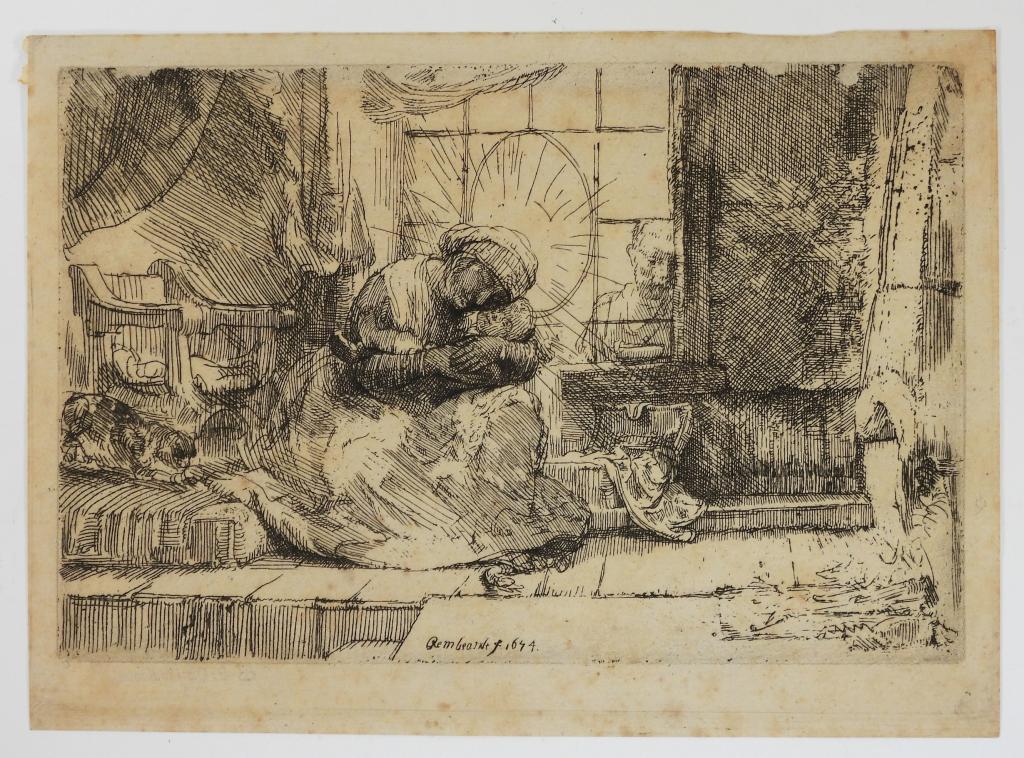 Aft. Rembrandt Madonna & Child Religious Etching (1 of 10)