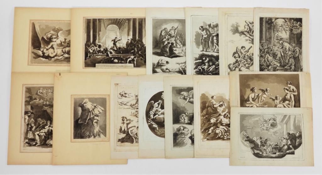 13PC Jean Honore Fragonard Etchings: Jean Honore FragonardFrance, Italy,1732-1806 Includes "Sebastien Rizzi a Venise," "Louis Carrache Cloiste de St. Michel," "De L'Albane Eglise de Madona," "Guido Cagnaci dans le Palais Lambeccari a Bol