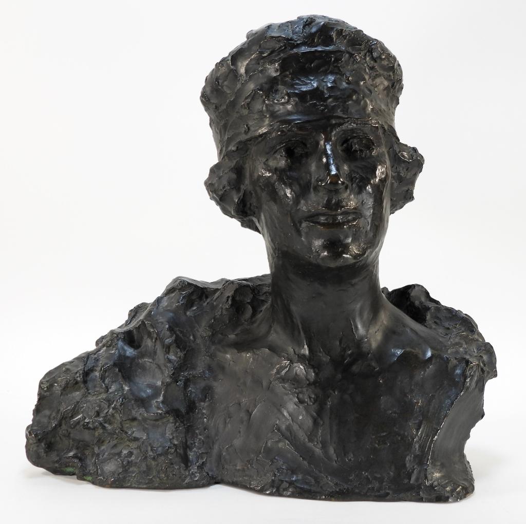 Valsuani Foundry Art Deco Bust Bronze Sculpture (1 of 9)