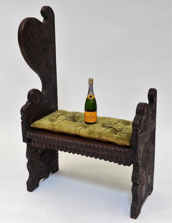 19C European Carved Oak Hall Bench (1 of 11)