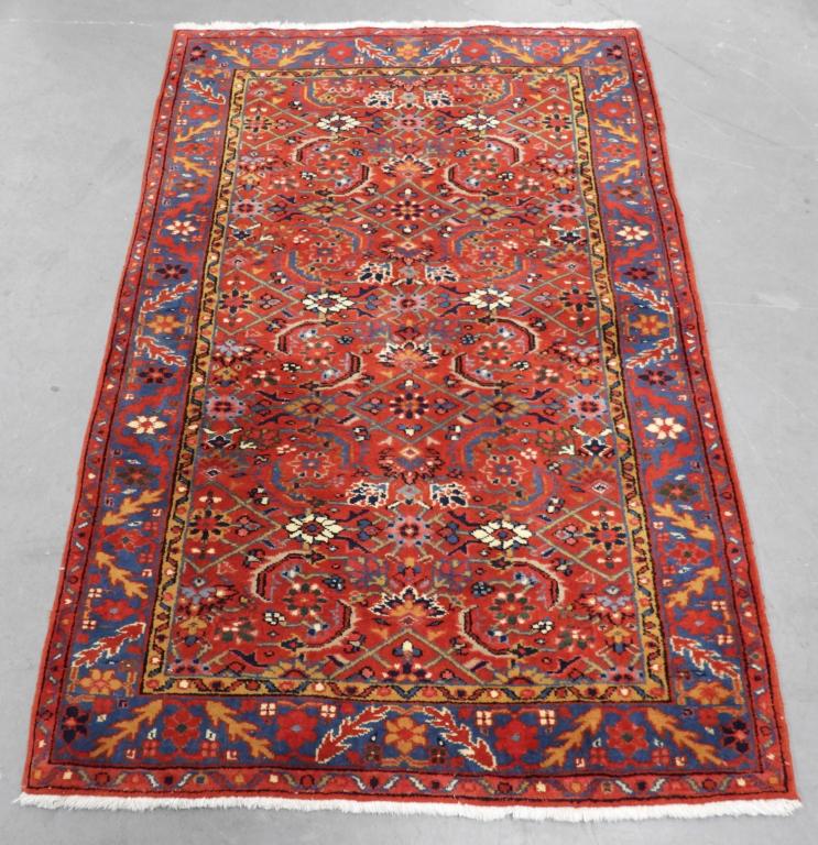 Persian Oriental Red Botanical Heriz Rug (1 of 6)