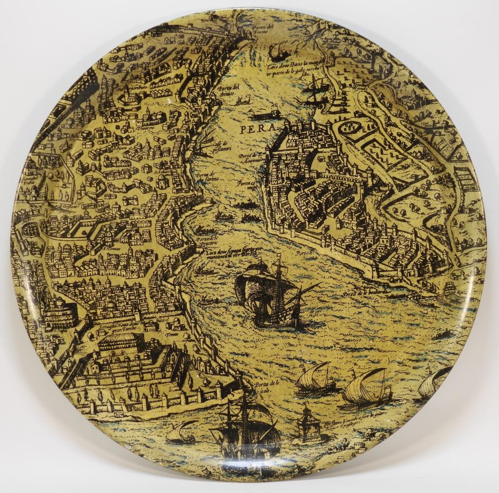 Piero Fornasetti Italian Port Map Toleware Tray (1 of 5)