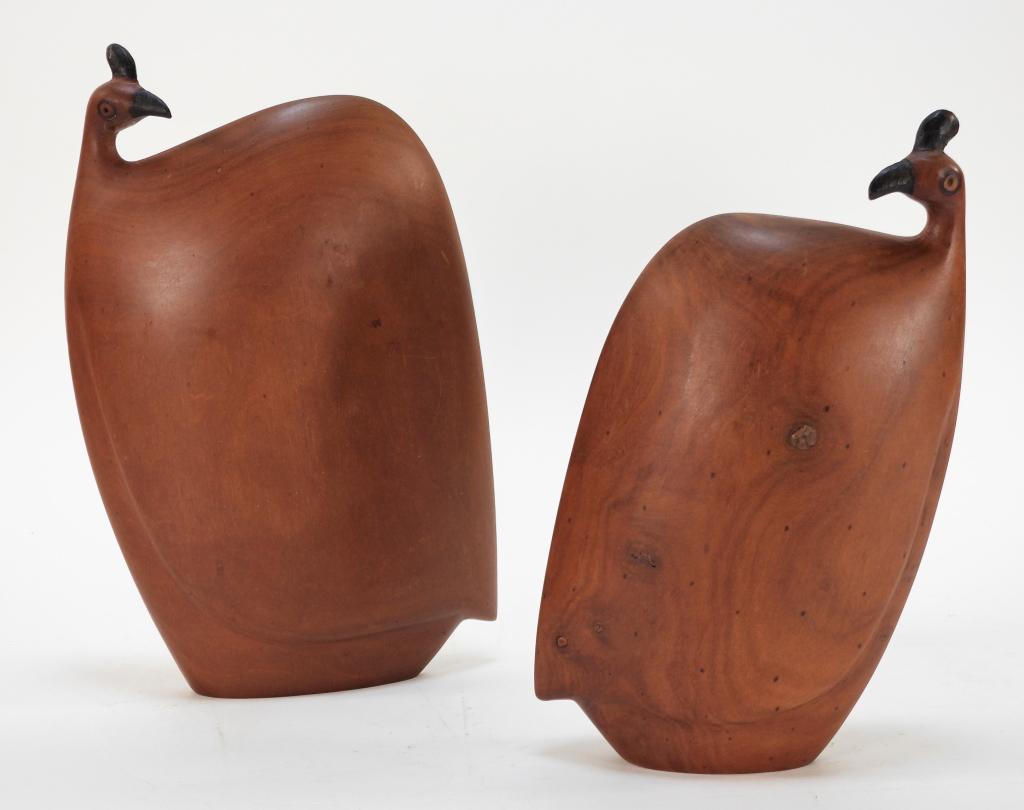 2PC MCM Modernist Carved Wood Bird Sculptures (1 of 7)