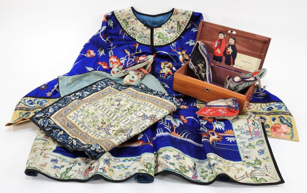 8PC Chinese Embroidered Textile & Shoe Group (1 of 12)