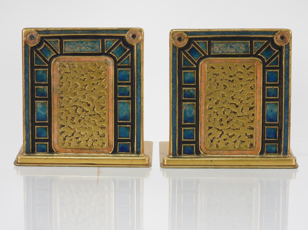 Tiffany Furnaces Bronze Art Deco Enamel Bookends (1 of 10)