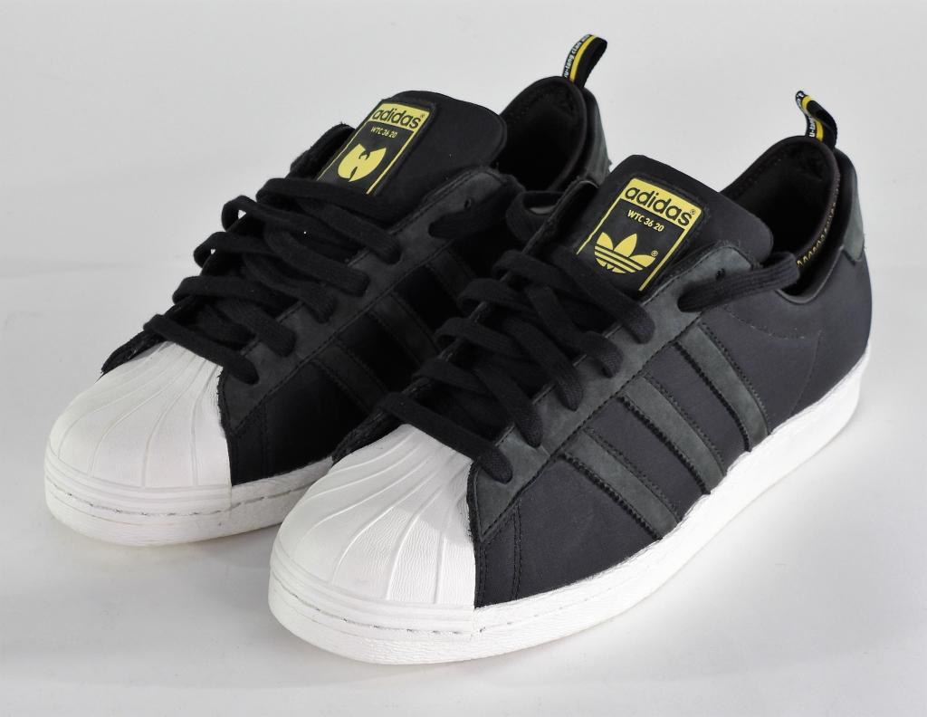 Unreleased adidas x Wu-Tang Superstar II Sample: United States,2013 By far the coolest part of this collection! An unreleased pair of adidas x Wu-Tang Clan Superstar II sneakers size 9 US. These would have been released for the 20th Anniversary of "