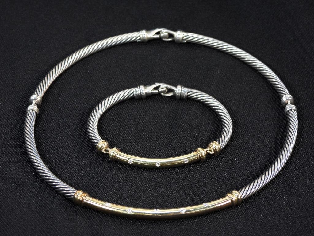 David Yurman Gold & Silver Necklace & Bracelet Set (1 of 8)