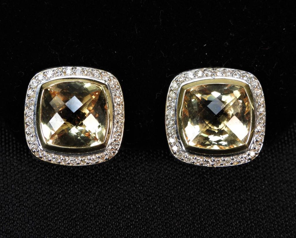 David Yurman 18K Gold Sterling Citrine Earrings (1 of 5)
