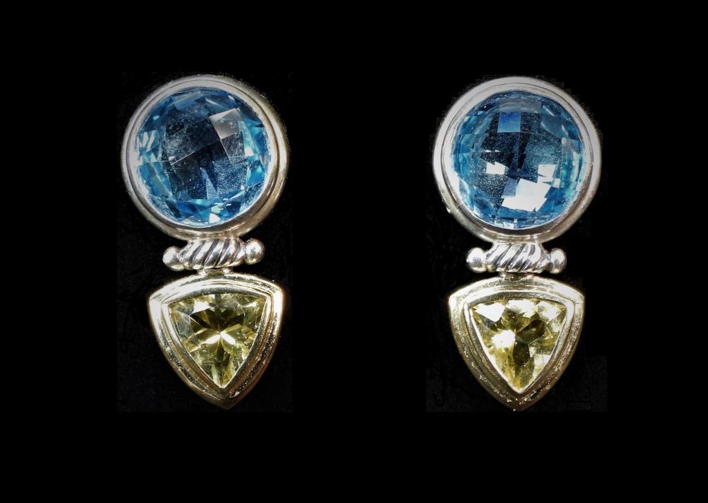 David Yurman 18K Gold Sterling Topaz Earrings (1 of 5)