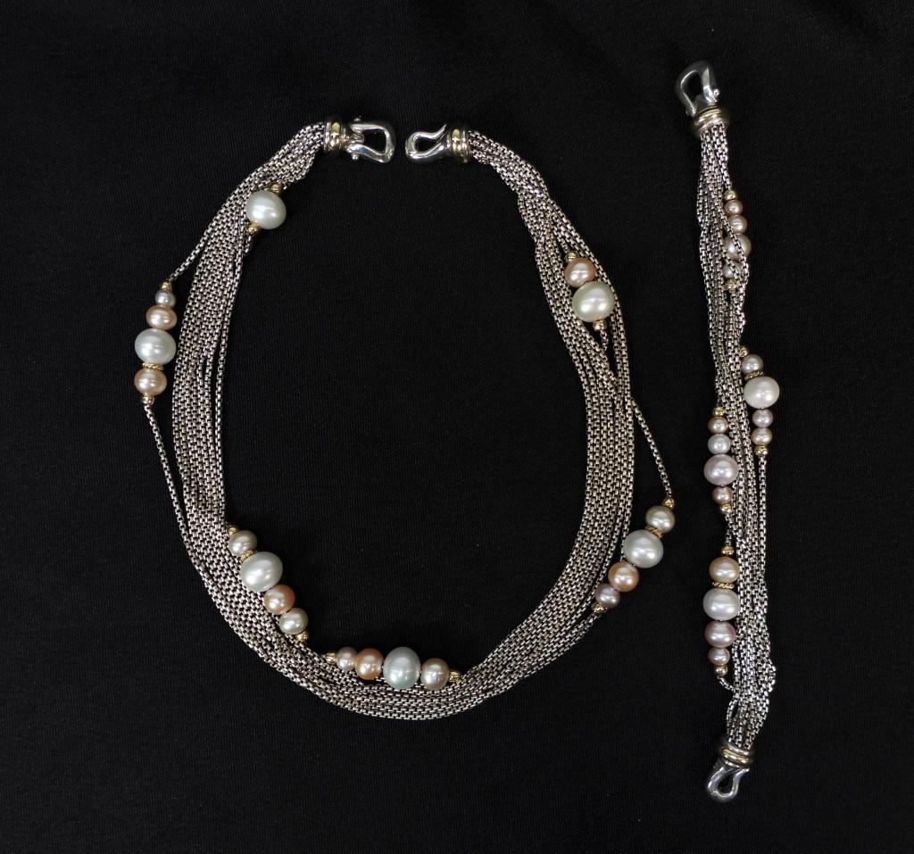 David Yurman Sterling & Pearl Necklace & Bracelet (1 of 6)