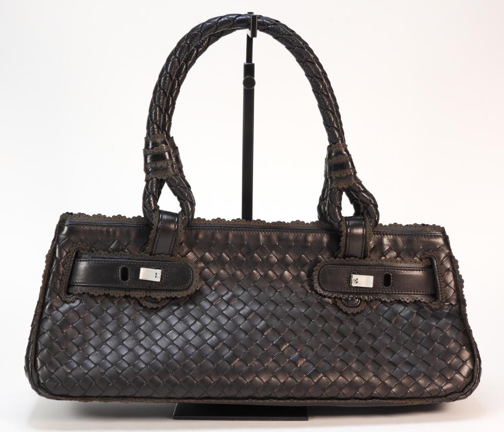 Bottega Veneta Brown Leather Basket Weave Bag (1 of 8)