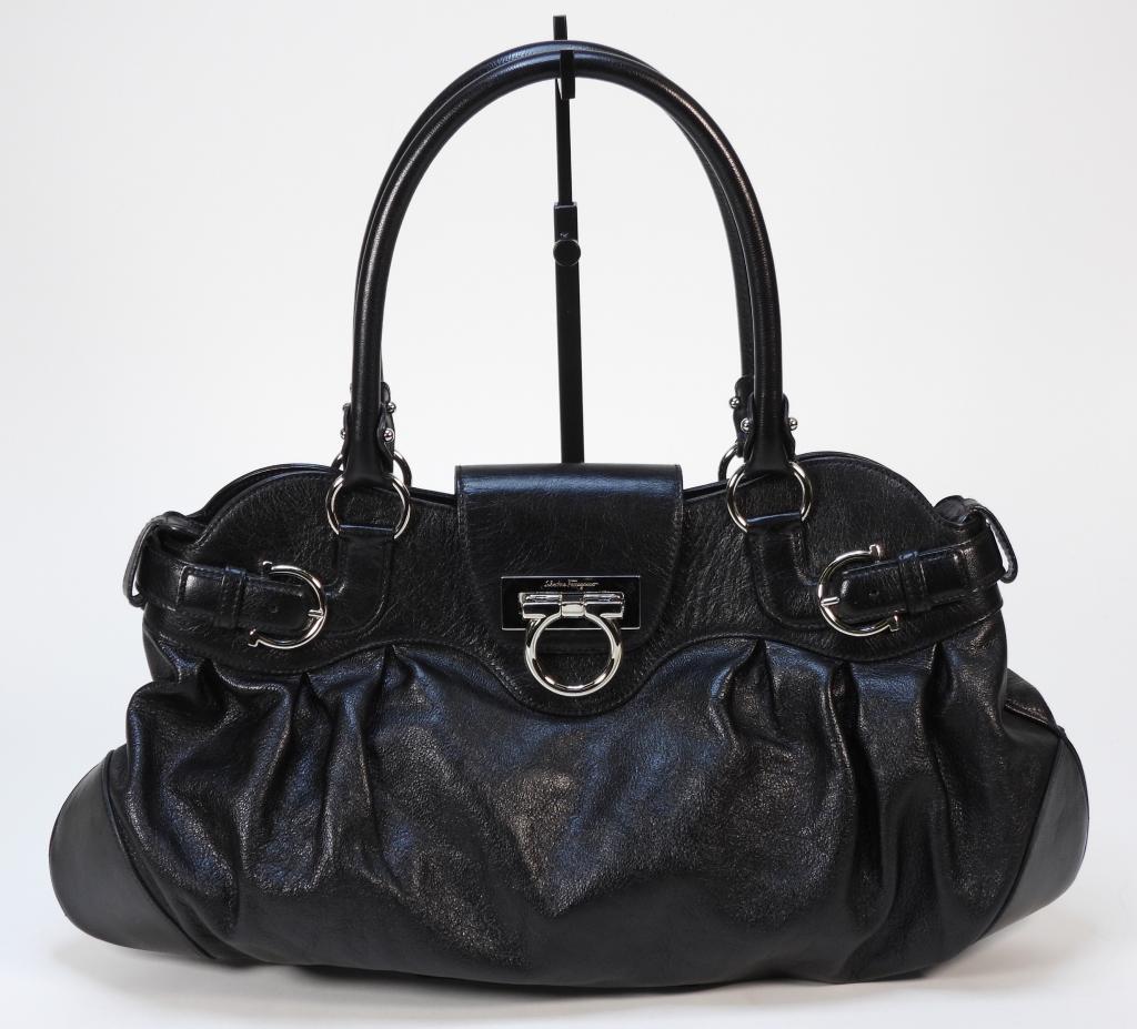 Salvatore Ferragamo Black Leather Handbag (1 of 7)