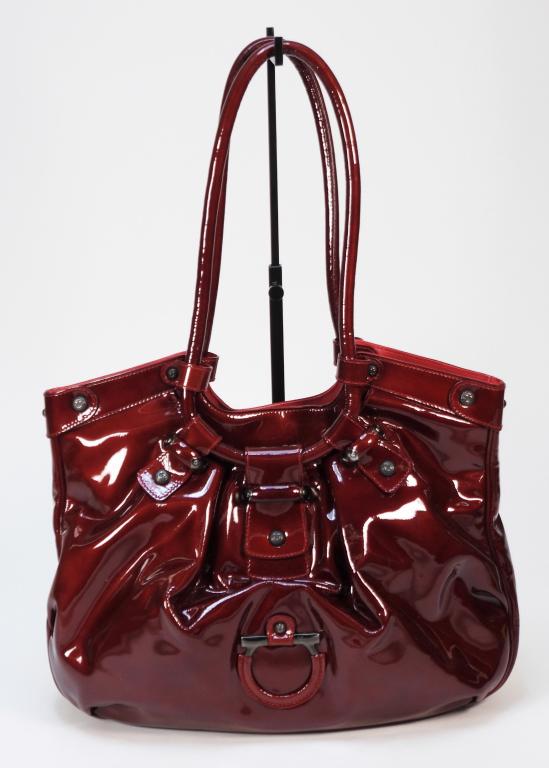 Salvatore Ferragmo Red Patent Leather Shoulder Bag (1 of 7)