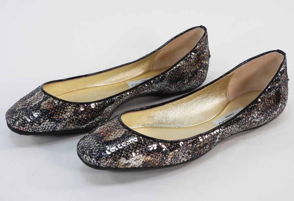 Jimmy Choo Snake Print Sequin Flats size 9 (1 of 6)