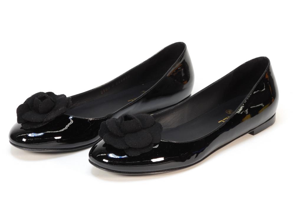Chanel Black Patent Leather Ballerines Flats sz 10 (1 of 5)
