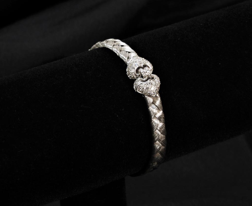 18K White Gold & Diamond Wire Mesh Bangle Bracelet (1 of 10)
