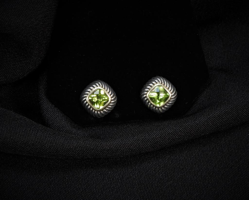 David Yurman 14K Gold Sterling Peridot Earrings (1 of 6)