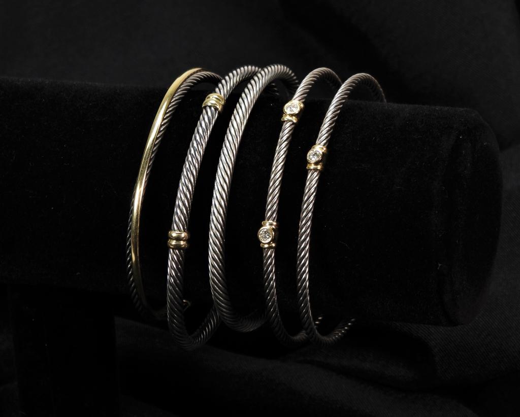 5PC David Yurman 18K Gold Sterling Bracelets (1 of 8)