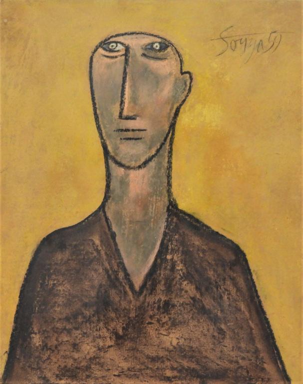 Francis Newton Souza Gentleman Pastel Drawing (1 of 5)