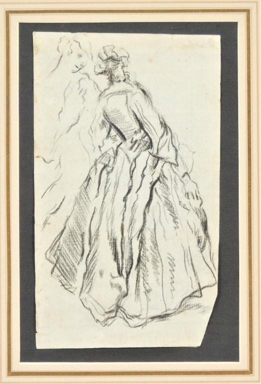 Attr. Nicolas Lancret Figure Study Drawing (1 of 7)