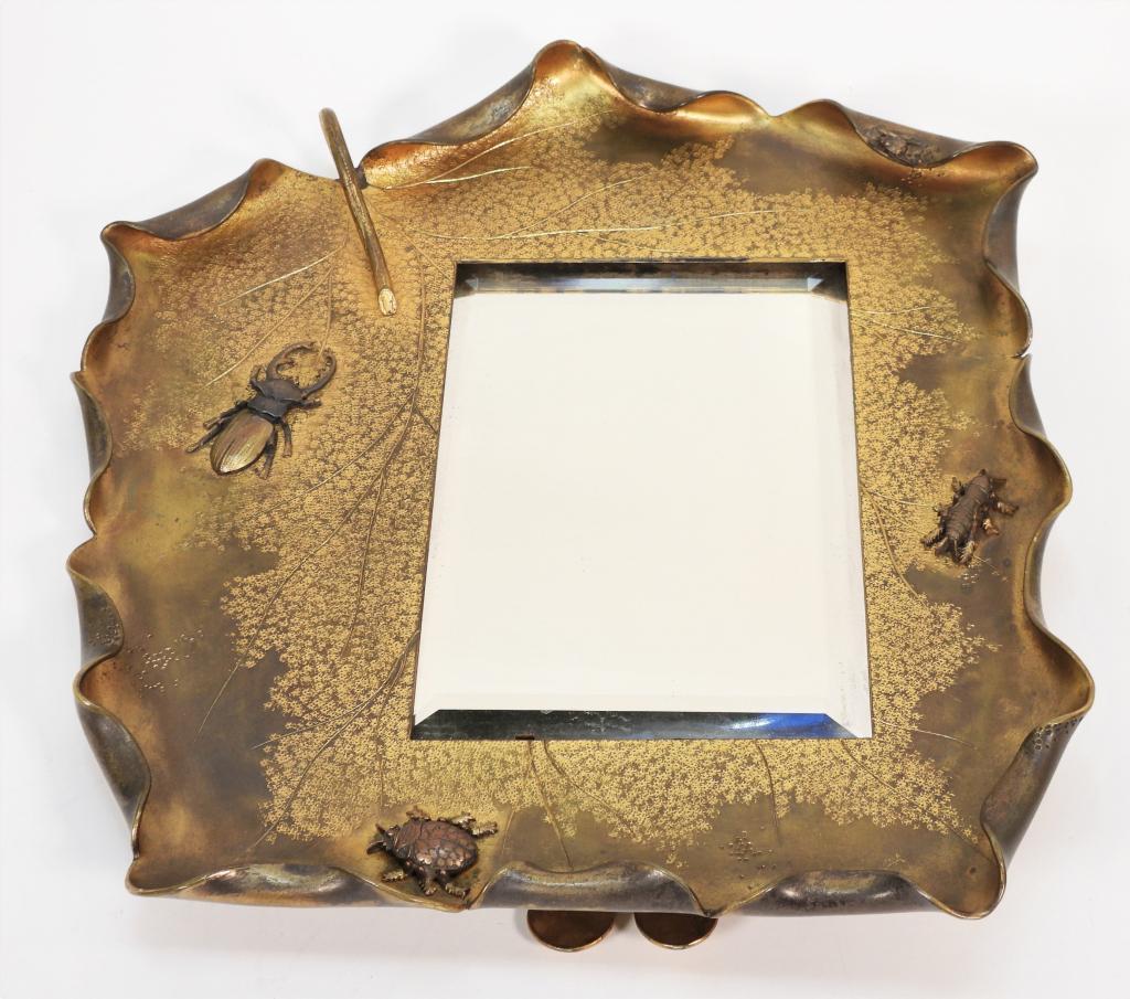 Aesthetic French Dore Bronze Leaf & Insect Mirror (1 of 8)