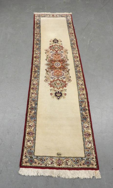 Signed Middle Eastern Botanical Carpet Rug Runner (1 of 10)