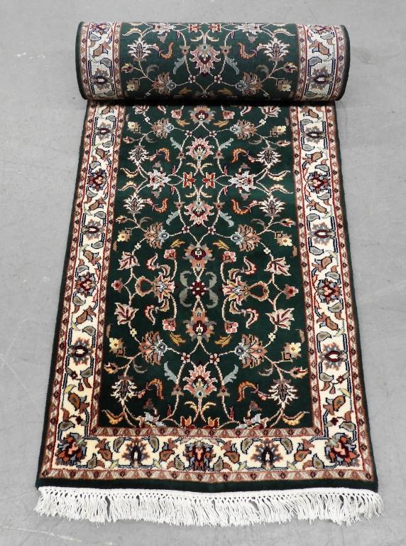 Middle Eastern Green Botanical Carpet Rug Runner (1 of 7)