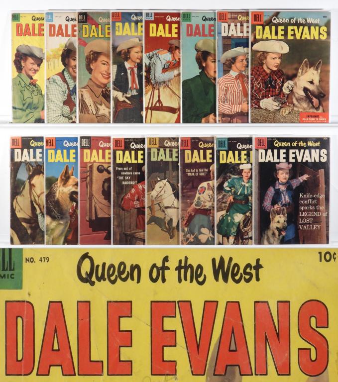 17PC Dell Publishing Dale Evans Golden Age Group: United States,20th Century Group includes Dell Publishing Four Color #479 and Dale Evans #3-#11, #13, #15-#19, and #22. This is a low to mid grade lot, books with moderate to heavy wear including crea