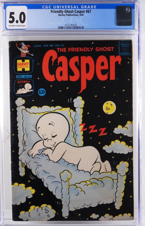 Harvey Publications Friendly Ghost Casper #67 CGC: United States,1964 Harvey Publications Friendly Ghost Casper issue 67 from March, 1964. A fun Silver Age cover of Casper sleeping on a bed of clouds! Per the CGC census 1 in 5.0, 4 higher. CGC 5.0 w/ 