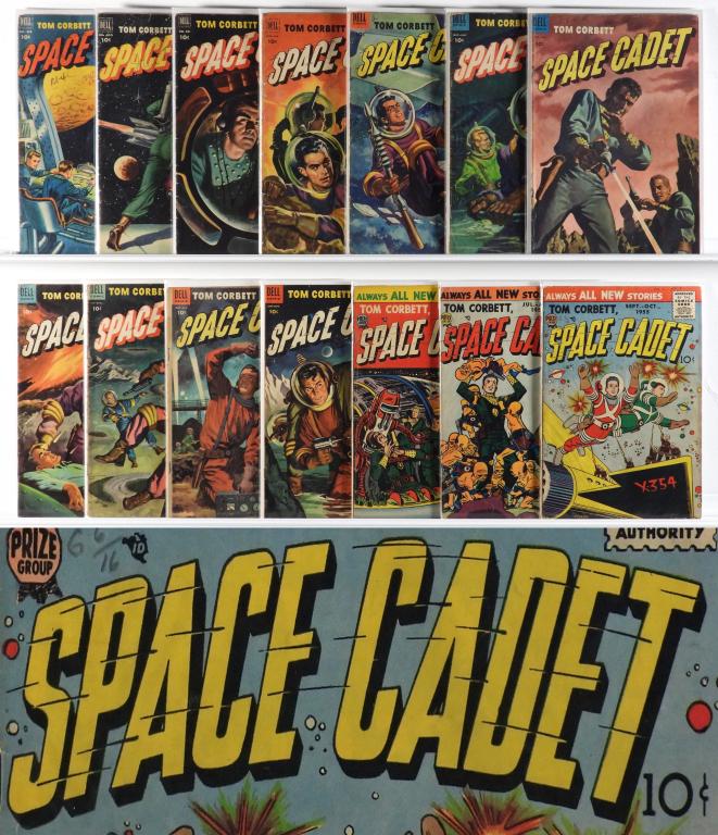 14PC Dell Prize Tom Corbett Space Cadet Collection: United States,20th Century Group includes Dell Publishing Four Color #378, #400, #421, Tom Corbett Space Cadet #4-#11, and Prize Group Tom Corbett Space Cadet #1-#3. This is a low to mid grade group, 